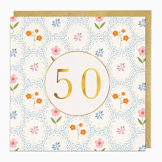 Floral 50 Birthday Card