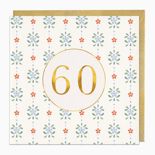 Floral 60 Birthday Card