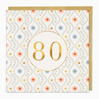 Floral 80 Birthday Card