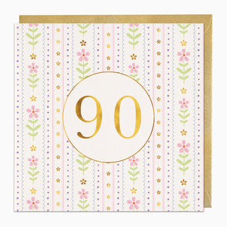 Floral 90 Birthday Card