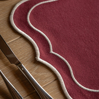 Heritage Scallop Placemats Merlot 4pk