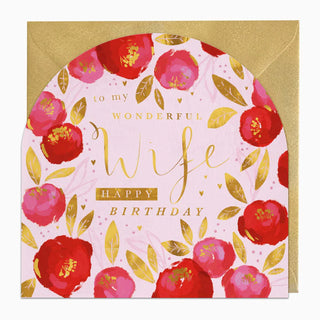 Wife Roses Birthday Card