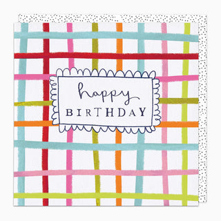 Neon Check Birthday Card