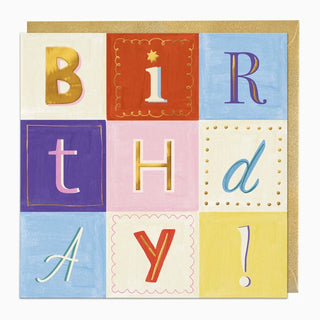 Big Pink Check Birthday Card