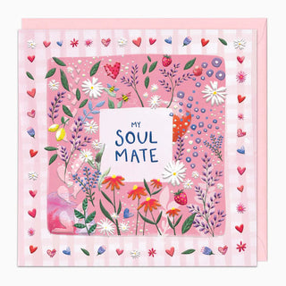 Gingham Floral Soul Mate Card