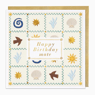 Coastal Patchwork Mate Birthday Card