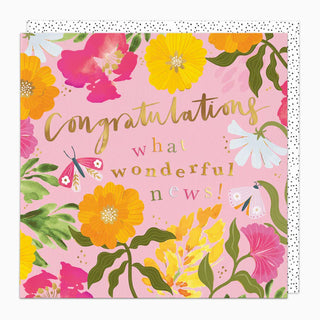 Pink Floral Congratulations Card