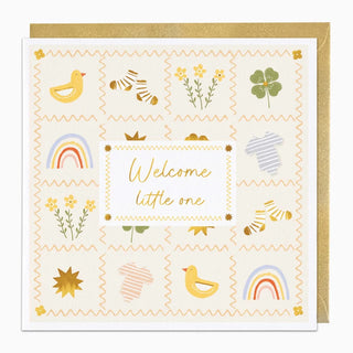 Coastal Patchwork Welcome Little One Card