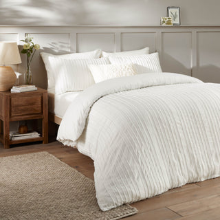 Harrison Stripe Super King Duvet Cover White
