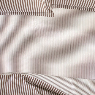 Hebden Narrow Stripe Double Fitted Sheet Espresso Brown