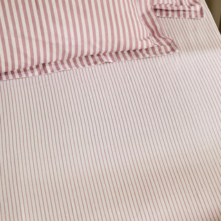 Hebden Narrow Stripe Single Fitted Sheet Rosewood