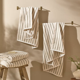 Hebden Narrow Stripe Bath Towel Olive