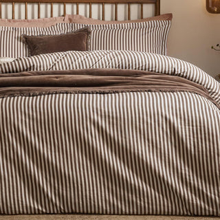 Hebden Stripe Double Duvet Cover Espresso Brown
