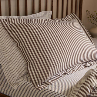 Hebden Stripe Double Duvet Cover Espresso Brown