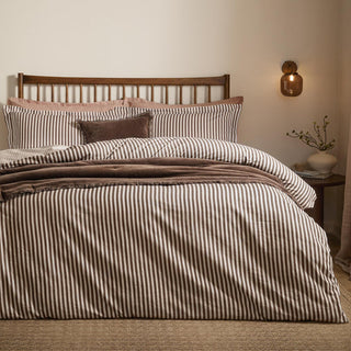 Hebden Stripe Double Duvet Cover Espresso Brown