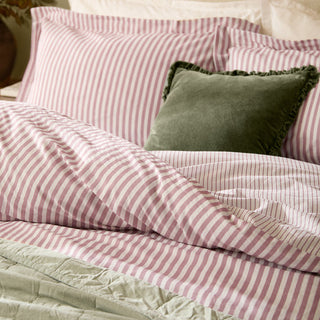 Hebden Stripe Double Duvet Cover Set Rosewood