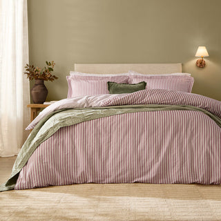 Hebden Stripe Double Duvet Cover Set Rosewood