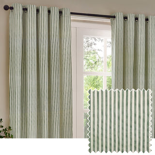 Hebden Stripe Forest Curtains 168x183cm