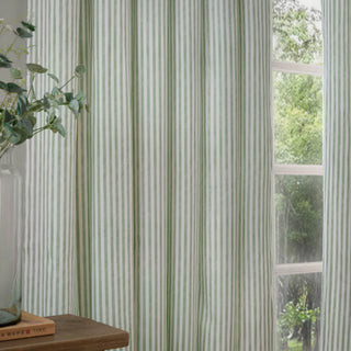 Hebden Striped Lined Eyelet Curtains Eucalyptus 168 x 183cm