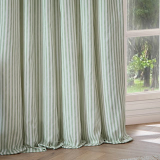 Hebden Striped Lined Eyelet Curtains Eucalyptus 168 x 183cm