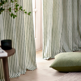 Hebden Striped Lined Eyelet Curtains 229X229cm Forest Green
