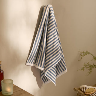 Hebden Stripe Bath Towel Denim Blue