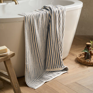 Hebden Stripe Bath Sheet Denim Blue