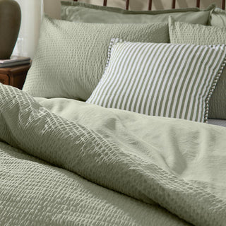 Hebden Relaxed Seersucker Double Duvet Set Bay Green