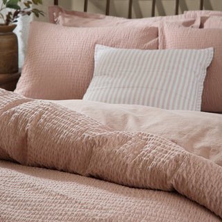 Hebden Relaxed Seersucker Super King Duvet Cover Set Cotta