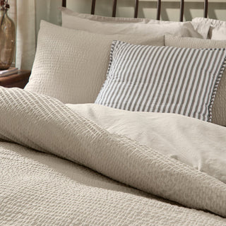 Hebden Relaxed Seersucker Double Duvet Set Stone