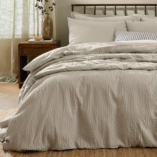 Hebden Relaxed Seersucker Double Duvet Set Stone