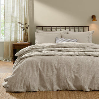 Hebden Relaxed Seersucker Double Duvet Set Stone