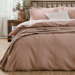 Hebden Relaxed Seersucker Super King Duvet Cover Set Cotta