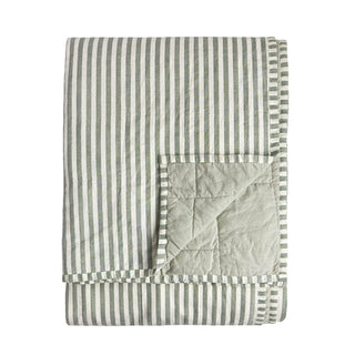 Hebden Quilted Stripe Bedspread Forest/Bay Green