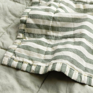 Hebden Quilted Stripe Bedspread Forest/Bay Green