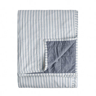 Hebden Quilted Stripe Bedspread Mineral/Demin Blue