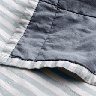 Hebden Quilted Stripe Bedspread Mineral/Demin Blue