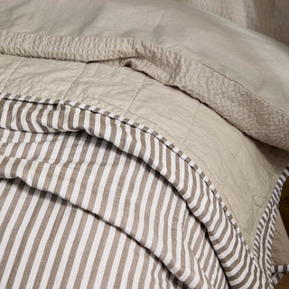 Hebden Quilted Stripe Bedspread Mole/Stone