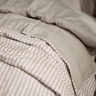 Hebden Quilted Stripe Bedspread Natural/Stone