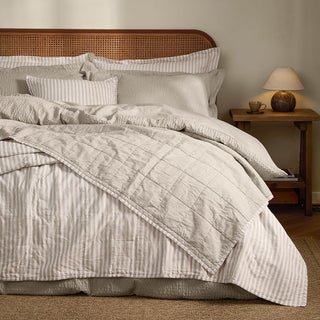 Hebden Quilted Stripe Bedspread Natural/Stone