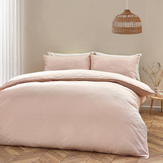 Heaton Stripe Super King Duvet Set Baked Earth