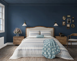 Folk Stripe Cover Set Super King Blue / Teal