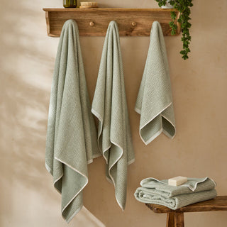 Hebden Textured Waffle Bath Sheet Bay Green