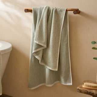 Hebden Textured Waffle Bath Sheet Bay Green