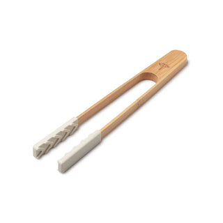 Cream Bamboo Tongs with Silicone Ends