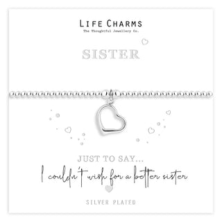 Just To Say Sister Heart Charm Bracelet