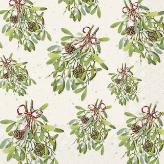 Mistletoes Cream Lunch Napkins