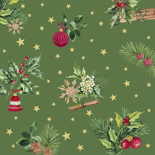 Christmas Elements Green Lunch Napkins