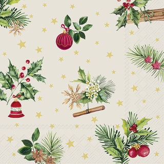 Christmas Elements Cream Lunch Napkins