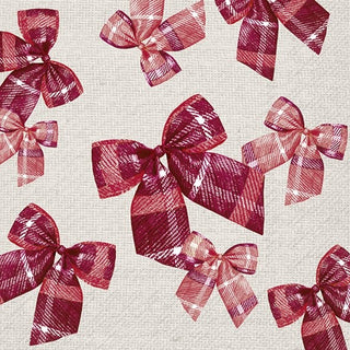 Checkered Bows Red Lunch Napkins